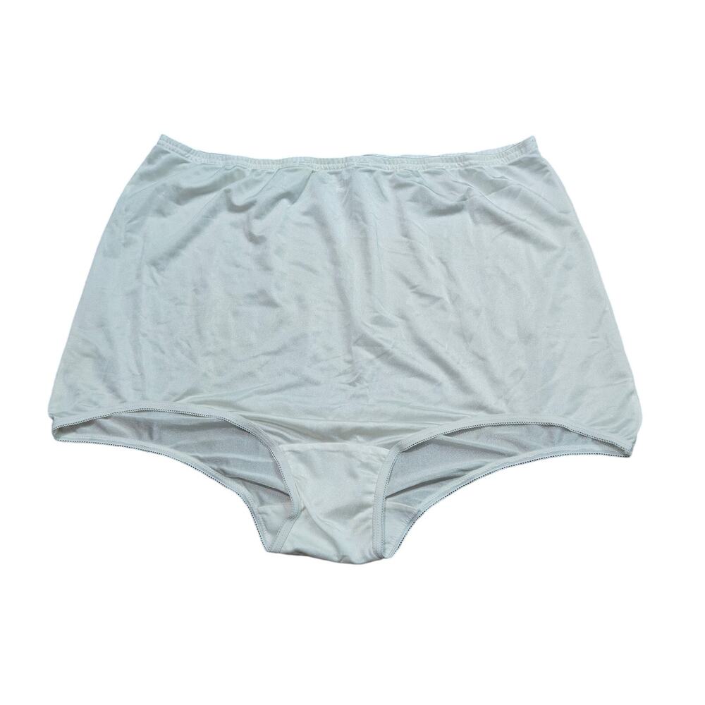 Solid White Nylon Brief Panty Size 14 Lightweight Cotton Liner
